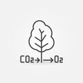CO2 Tree O2 Oxygen vector Carbon Cycle outline icon Royalty Free Stock Photo