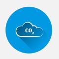 CO2 vector icon on blue background. Flat image with long shadow Royalty Free Stock Photo