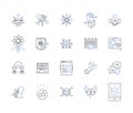 Co-worker alliances line icons collection. Nerking, Collaboration, Synergy, Teamwork, Unity, Trust, Partnership vector