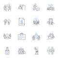 Co-worker chums line icons collection. Friendship, Bond, Teamwork, Trust, Unity, Support, Companionship vector and