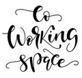 Co working space, black text isolated on white background. Vector illustration, logo for coworking place.