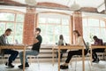 Co-working space concept, diverse people working in shared offic