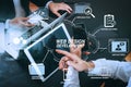 co working team meeting concept,businessman using smart phone an Royalty Free Stock Photo
