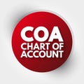COA - Chart of Account acronym, business concept background Royalty Free Stock Photo