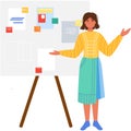 Coach consulting at whiteboard vector flat icon