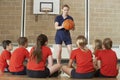 Coach Giving Team Talk To Elementary School Basketball Team Royalty Free Stock Photo