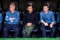 The coach Luis Enrique c, with Unzue r and Naval l at the La Liga match between Valencia CF and FC Barcelona at Mestalla Royalty Free Stock Photo