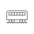 Coach on rails, train wagon, subway line icon.