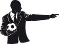 Coach with a soccer ball. Vector silhouette