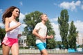 Coach and trainer at workout. Royalty Free Stock Photo