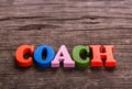 Coach word made of wooden letters Royalty Free Stock Photo