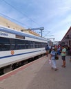 A coache of Vande Bharat Express at KSR Bangalore