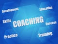 Coaching and business concept words in hexagons Royalty Free Stock Photo