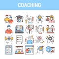 Coaching color line icons set. Signs for web page, mobile app, button