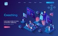 Coaching concept isometric landing page Royalty Free Stock Photo
