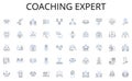 Coaching expert line icons collection. Growth, Expansion, Diversification, Development, Advancement, Progression