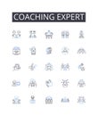 Coaching expert line icons collection. Strategic thinker, Leadership guru, Motivational speaker, Goal setter, Management