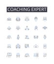 Coaching expert line icons collection. Strategic thinker, Leadership guru, Motivational speaker, Goal setter, Management