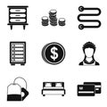 Coaching inn icons set, simple style