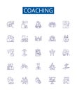 Coaching line icons signs set. Design collection of Mentoring, Guiding, Educating, Advising, Instructing, Counselling