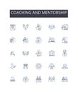 Coaching and mentorship line icons collection. Teaching and guidance, Leadership and direction, Training and instruction