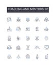 Coaching and mentorship line icons collection. Teaching and guidance, Leadership and direction, Training and instruction