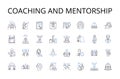 Coaching and mentorship line icons collection. Teaching and guidance, Leadership and direction, Training and instruction