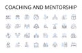 Coaching and mentorship line icons collection. Teaching and guidance, Leadership and direction, Training and instruction