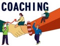 Coaching Metaphor Poster with People and Handshake