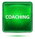 Coaching Neon Light Green Square Button Royalty Free Stock Photo
