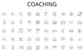 Coaching line icons collection. GDP, Inflation, Interest, Deflation, Earnings, Yield, Budget vector and linear
