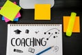 COACHING Training Planning Learning Coaching Business Guide Inst Royalty Free Stock Photo