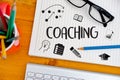 COACHING Training Planning Learning Coaching Business Guide Inst Royalty Free Stock Photo