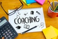 COACHING Training Planning Learning Coaching Business Guide Inst Royalty Free Stock Photo
