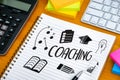 COACHING Training Planning Learning Coaching Business Guide Inst Royalty Free Stock Photo