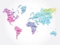 Coaching word cloud in shape of world map, business concept background Royalty Free Stock Photo