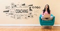 Coaching with woman using a laptop Royalty Free Stock Photo