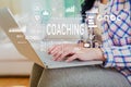 Coaching with woman using a laptop Royalty Free Stock Photo