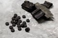 Coal and activated carbon tablets Royalty Free Stock Photo
