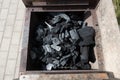 Coal on a barbeque ready to be lit.. Royalty Free Stock Photo