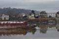 Coal barge going down Ohio river