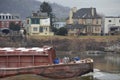 Coal barge going down Ohio river