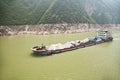 Coal barge sailing along the Yangtze river in