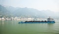 Coal barge sailing along the Yangtze river in
