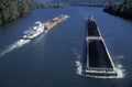 Coal Barges on the Kanawha River in Charleston, West Virginia Royalty Free Stock Photo