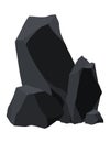 Coal black mineral resources. Pieces of fossil stone. Polygonal shape. Black rock stone of graphite or charcoal. Energy