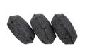 Coal briquette for BBQ isolated on white background. Charcoal briquettes