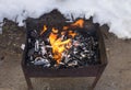Coal burning in the brazier