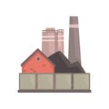 Coal burning power plant, industrial manufactury building vector illustration Royalty Free Stock Photo