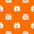 Coal car pattern vector orange Royalty Free Stock Photo